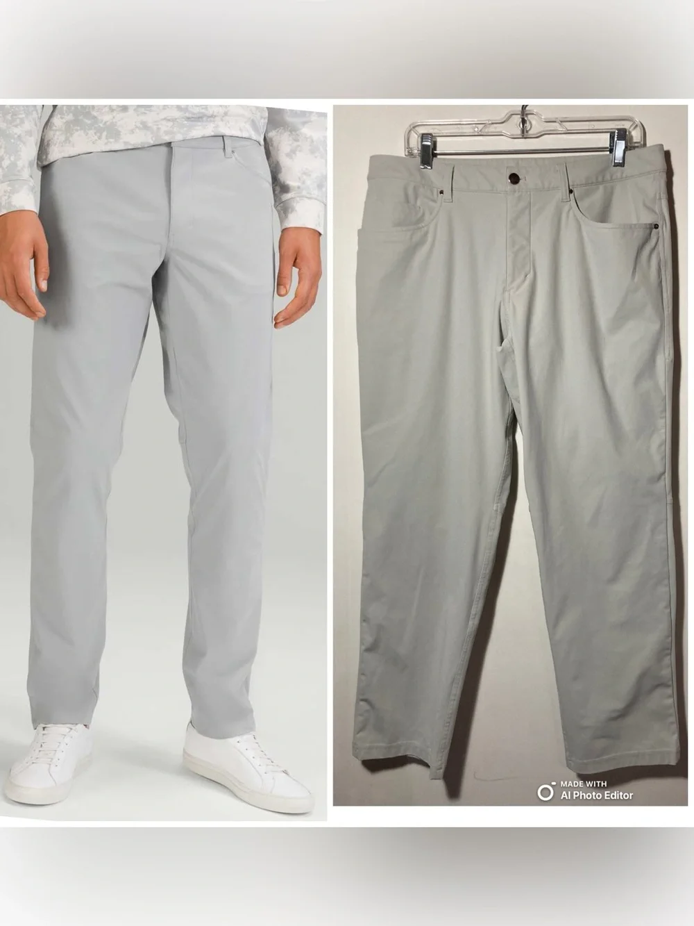 Lululemon Men’s ABC Classic Fit Pant Silverdrop Color Size 34X285 Pockets